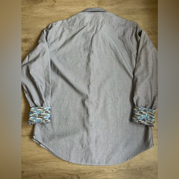 Robert Graham Flip Cuff Button Down Shirt L 42 16 1/2 Cotton - Picture 8 of 8